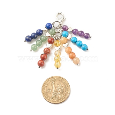 Décorations de pendentif de pompon perlé de pierre gemme de thème de chakra(HJEW-JM00684)-2