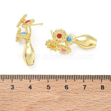 女性用真鍮エナメルスタッドピアス(EJEW-A168-01G)-6