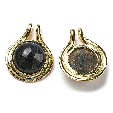 Golden Flat Round Labradorite Pendants