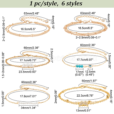 Elite 5Pcs 5 Style Alloy Satellite & Curb Chains Multi-strand Bracelets Set(AJEW-PH0011-02)-2