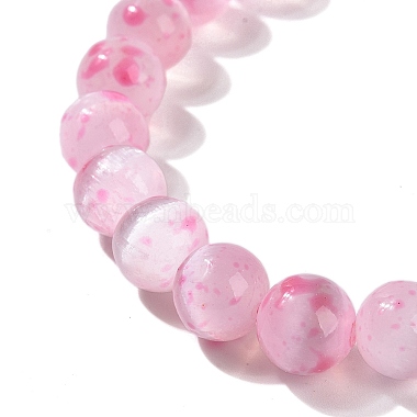 Dyed Natural Selenite Round Beaded Stretch Bracelet for Women(BJEW-G697-02B)-4