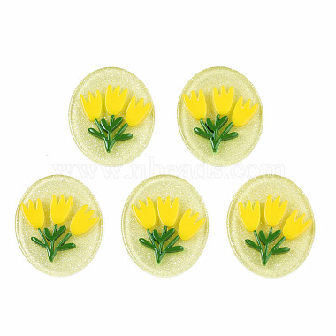 Yellow Oval Acrylic Cabochons