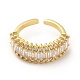 Brass Cubic Zirconia Cuff Ring(KK-H433-02G)-1