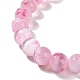 Dyed Natural Selenite Round Beaded Stretch Bracelet for Women(BJEW-G697-02B)-4