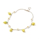 Resin Lemon Pendant Necklace with Glass Beaded Flower Chains for Women(NJEW-TA00057)-1