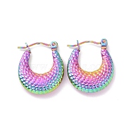 Ion Plating(IP) Rainbow Color 304 Stainless Steel Chunky Crescent Moon Hoop Earrings for Women, 20.5x17x4mm, Pin: 0.8mm(EJEW-G293-24M)