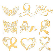 Nickel Decoration Stickers, Metal Resin Filler, Epoxy Resin & UV Resin Craft Filling Material, Breast Cancer, Awareness Ribbon Pattern, 40x40mm, 9 style, 1pc/style, 9pcs/set(DIY-WH0450-032)