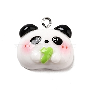 Resin Pendants, with Platinum Iron Loop, Panda, 19.5x21x9mm, Hole: 2mm(RESI-R450-06B)