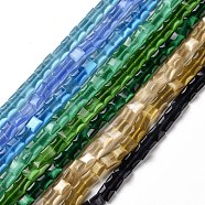 Cat Eye Beads Strands, Square, Mixed Color, 8x8x3.5mm, Hole: 0.8mm, about 46~48Pcs/strand, 13.58~14.37 inch(34.5~36.5cm)(CE-C006-11)