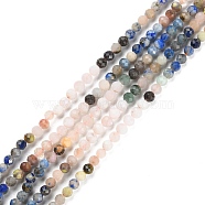 Natural Mixed Gemstone Beads Strands, Faceted, Round, 3~3.5mm, Hole: 0.6mm, about 117~126pcs/strand, 15.16''~15.55''(38.5~39.5cm)(G-P500-01B-02)