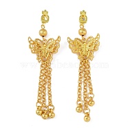 Bohemia Zinc Alloy Clip-on Earrings, Tassel Earrings for Women, Golden, 83x24mm(EJEW-C089-01I-G)