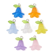 Frosted Acrylic Pendants Kit, Flower, Mixed Color, 19.5~20x17.5~18mm, Hole: 2.5mm, 7pcs/set(PALLOY-JF02421)
