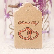 Paper Gift Tags, Hange Tags, For Arts and Crafts, For Valentine's Day, Rectangle with Heart and Word, BurlyWood, 50x30x0.4mm, Hole: 5mm(CDIS-P001-H11-A)