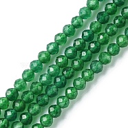 Natural Malaysia Jade Beads Strands, Faceted, Dyed, Round, Green, 2~2.5mm, Hole: 0.5mm, about 169~181pcs/strand, 15.35~16.02 inch(39~40.7cm)(G-F748-W02-01)