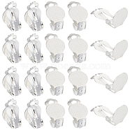 40Pcs 304 Stainless Steel Clip-on Earring Findings, Earring Settings, Flat Round, Silver, Tray: 9.8mm, 16x10x7mm(STAS-SC0008-39S)