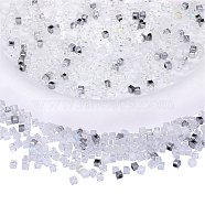 2 Bags Imitation Artificial Crystal Glass Beads, Faceted Cube, Mixed Style, White, 3x3x3mm, Hole: 0.9mm, about 100pcs/bag(GLAA-SZ0001-95A-01)