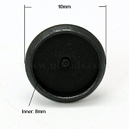 Brass Stud Earring Settings, Nickel Free, Gunmetal, 10mm, Tray: 8mm, Pin: 0.5mm thick(KK-I001-B-NF)