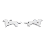201 Stainless Steel Silhouette Charms, Dog, Stainless Steel Color, 7x15x1mm, Hole: 1.2mm(STAS-N098-122P)