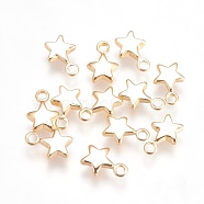 Brass Charms, Nickel Free, Star, Real 18K Gold Plated, 9.5x6.5x2mm, Hole: 1.6mm(KK-P160-09G-NF)