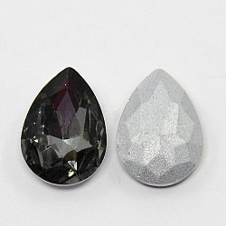 Glass Pointed Back Rhinestone, Back Plated, Faceted, Teardrop, Gray, 18x13x6mm(RGLA-Q002-17)