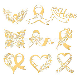 Nickel Decoration Stickers, Metal Resin Filler, Epoxy Resin & UV Resin Craft Filling Material, Breast Cancer, Awareness Ribbon Pattern, 40x40mm, 9 style, 1pc/style, 9pcs/set(DIY-WH0450-032)
