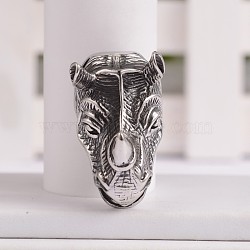 Antique Silver 3D Rhinoceros Shape Pendants, 304 Stainless Steel Pendants, Antique Silver, 35.5x20x24mm, Hole: 5x8.5mm(STAS-H061-09AS)