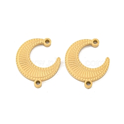 Ion Plating(IP) 304 Stainless Steel Crescent Moon Links Connector Charms, Textured, Golden, 16x14x1.6mm, Hole: 1.2mm(STAS-S135-07G)