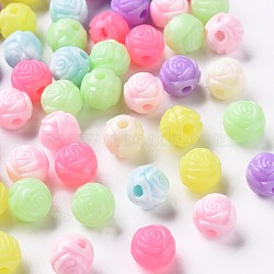 Opaque Polystyrene(PS) Plastic European Beads, Large Hole Beads, Wool Ball Shape, Mixed Color, 8x7mm, Hole: 2mm, about 2270pc/500g(KY-I004-24A)