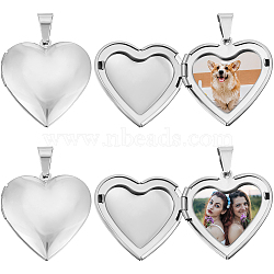 4Pcs 316 Stainless Steel Locket Pendants, Heart, Stainless Steel Color, 29x29x7mm, Hole: 5mm(STAS-BBC0005-07)