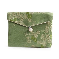 Cloth Embroidery Flower Jewelry Storage Pouches Envelope Bags, for Bracelets, Necklaces, Rectangle, Yellow Green, 8x10cm(PW-WG49783-20)