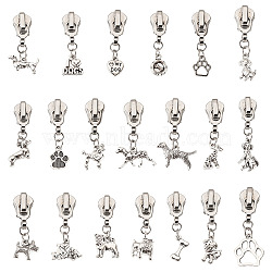 20Pcs Alloy Replacement Zipper Sliders, with Alloy Pendants, Platinum, 41~50mm(HJEW-TAC0127)