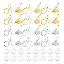 DIY Blank Dome Earring Making Kit, Including Flat Round 304 Stainless Steel Leverback Earring Settings, Glass Cabochons, Golden & Stainless Steel Color, 80Pcs/box(STAS-UN0047-79)