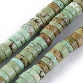 Natural Howlite Beads Strands, Heishi Beads, Dyed & Heated, Flat Round/Disc, Dark Sea Green, 6x3mm, Hole: 0.8mm, about 152pcs/strand, 15.1 inch(38.5cm)