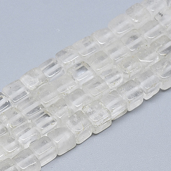 Natural Quartz Crystal Beads Strands, Rock Crystal Beads, Cube, 6~6.5x6~6.5x6~6.5mm, Hole: 1mm, about 65pcs/strand, 16.1 inch