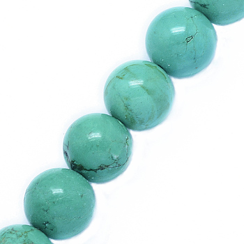 Natural Howlite Beads Strands, Round, Dyed & Heated, Light Sea Green, 6mm, Hole: 0.8mm, about 65pcs/strand, 15.5 inch(39.5cm)