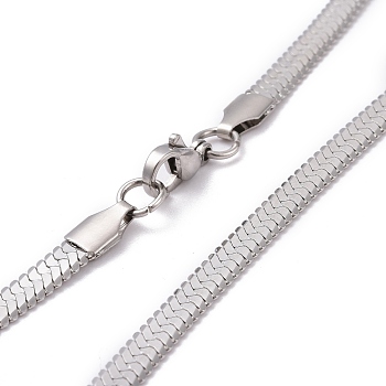 304 Stainless Steel Snake Chains Necklaces, with Lobster Clasps, Stainless Steel Color, 17.7 inch(45cm), 5x1mm