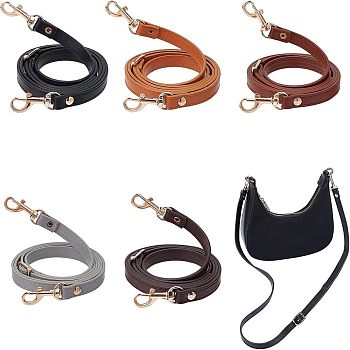 CHGCRAFT 5Pcs 5 Colors Adjustable PU Imitation Leather Bag Straps, with Zinc Alloy Swivel Eye Bolt Snap Hook, for Crossbody Bag, Mixed Color, 110~125x1.2cm, 1pc/color