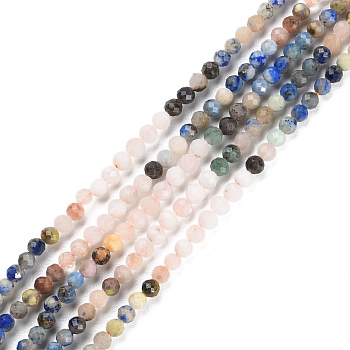 Natural Mixed Gemstone Beads Strands, Faceted, Round, 3~3.5mm, Hole: 0.6mm, about 117~126pcs/strand, 15.16''~15.55''(38.5~39.5cm)