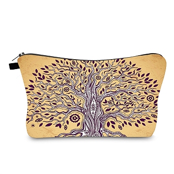 Tree of Life Pattern Cloth Clutch Bags, Change Purse for Women, Gold, 220x132x40mm