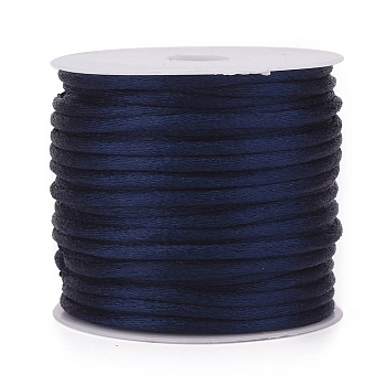 30M Nylon Rattail Satin Cord, Beading String, for Chinese Knotting, Jewelry Making, Royal Blue, 1mm, about 32.81 Yards(30m)/Roll