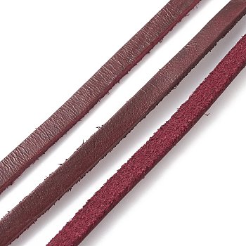 Flat Cowhide Cord, for Necklace & Bracelet Making Accessories, Brown, 6x2mm