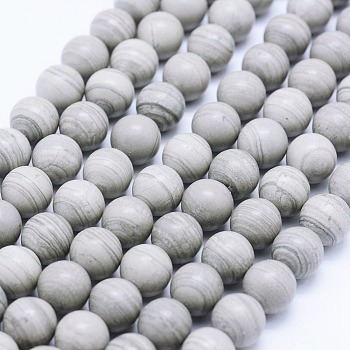 Natural Silver Line Jasper Beads Strands, Round, 8mm, Hole: 1mm