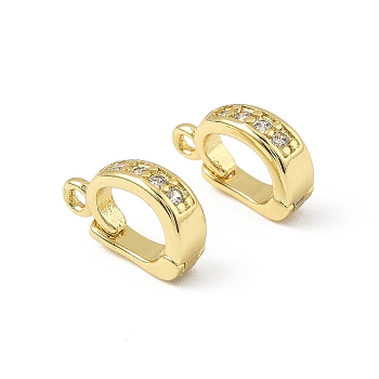 2Pcs Brass Cubic Zirconia Enhancer Shortener Bails, Hinged Pendant Bails, with Loop, Golden, 10.5x7x3mm, Hole: 1mm