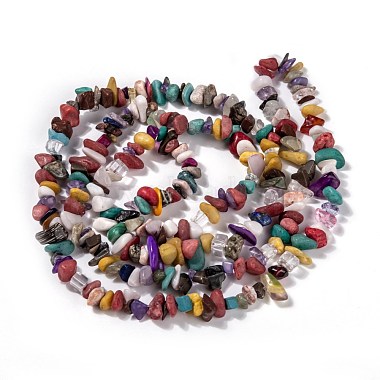 Copeaux de pierre naturelle et synthétique perles brins(G-L154-21)-3