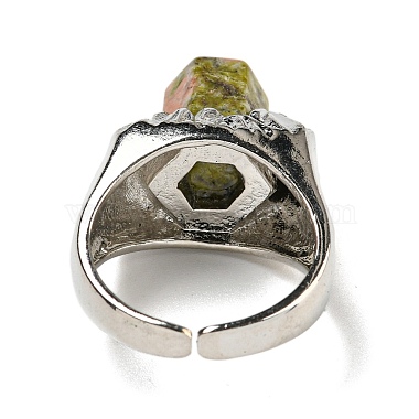 Hexagonal Prism Natural Unakite Open Cuff Rings(RJEW-B106-01P-07)-4