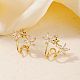 Elegant Flower Brass Clear Cubic Zirconia Geometric Stud Earrings for Women(MO8139)-3