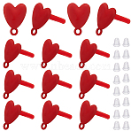 30Pcs Heart Alloy Stud Earring Findings, with Loop, Platinum, with 60Pcs Plastic Ear Nuts, Red, 14.5x11mm, Hole: 1.6mm(FIND-SP0005-60A-02)