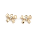 Brass Micro Pave Clear Cubic Zirconia Pendants, Cadmium Free & Nickel Free & Lead Free, Bowknot Charms, Real 18K Gold Plated, 5.5x7x2.5mm, Hole: 0.8mm(KK-K351-46B-G)
