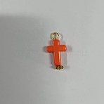 Opaque Acrylic Pendants, with Iron Findings, Cross, Tomato, 23x12x4.5mm, Hole: 2.7mm(PALLOY-TAC0074-12)
