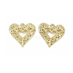 Alloy Pendants, Heart Charms, Rack Plating, Cadmium Free & Lead Free, Golden, 18x18.5x2.5mm, Hole: 1.8mm(AL-CBA5609-07G)